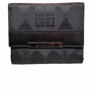 Givenchy Black 4G Monogram Canvas Compact Bifold Wallet Silver Nameplate